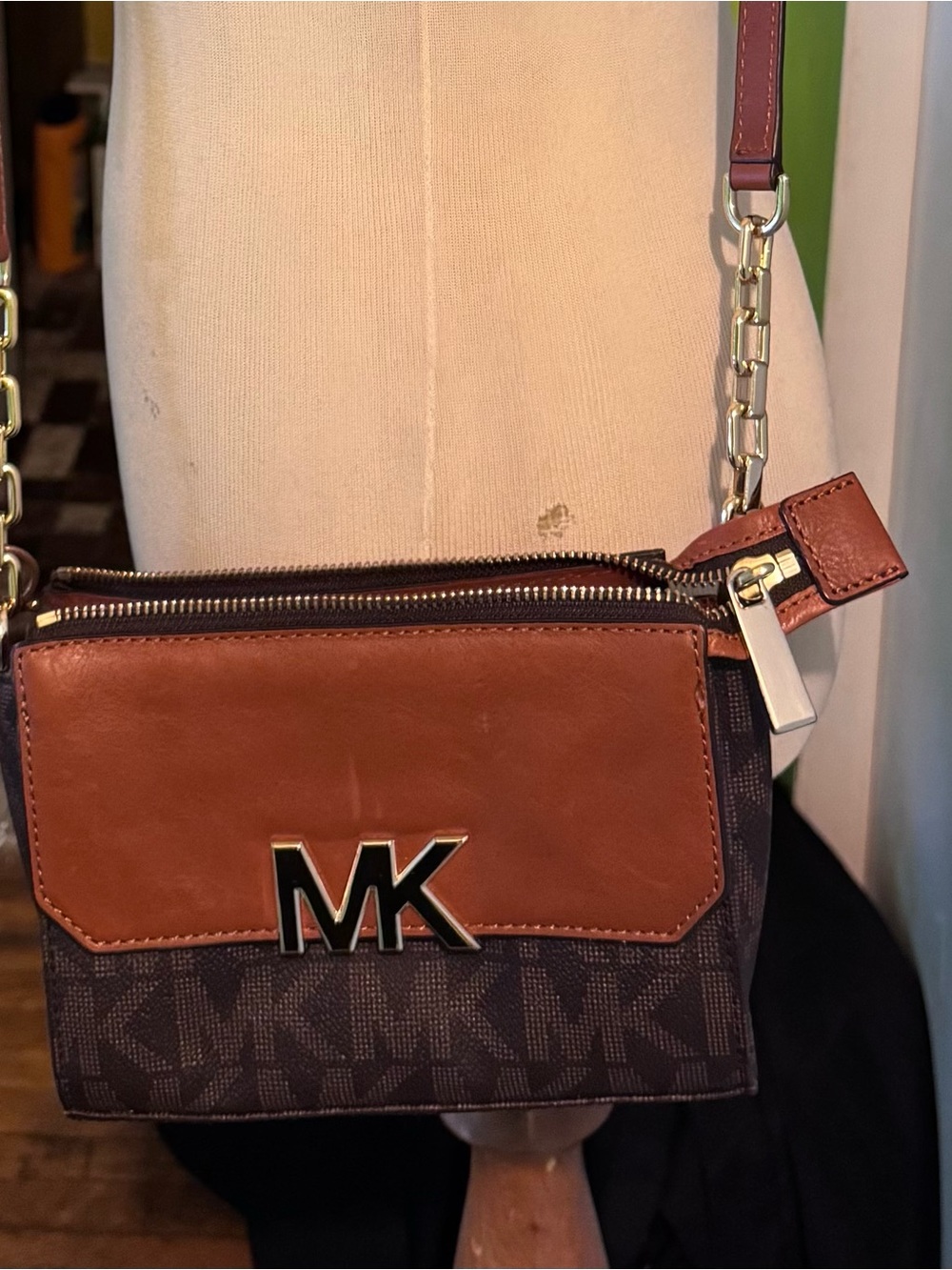 Michael Michael Kors New With Tags Florence brown canvas/leather crossbody bag
